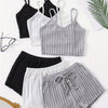 Three Sets for Spring And Summer, a Total of Six Pieces, Women'S Solid Color Camisole And Shorts Sleepwear Set.