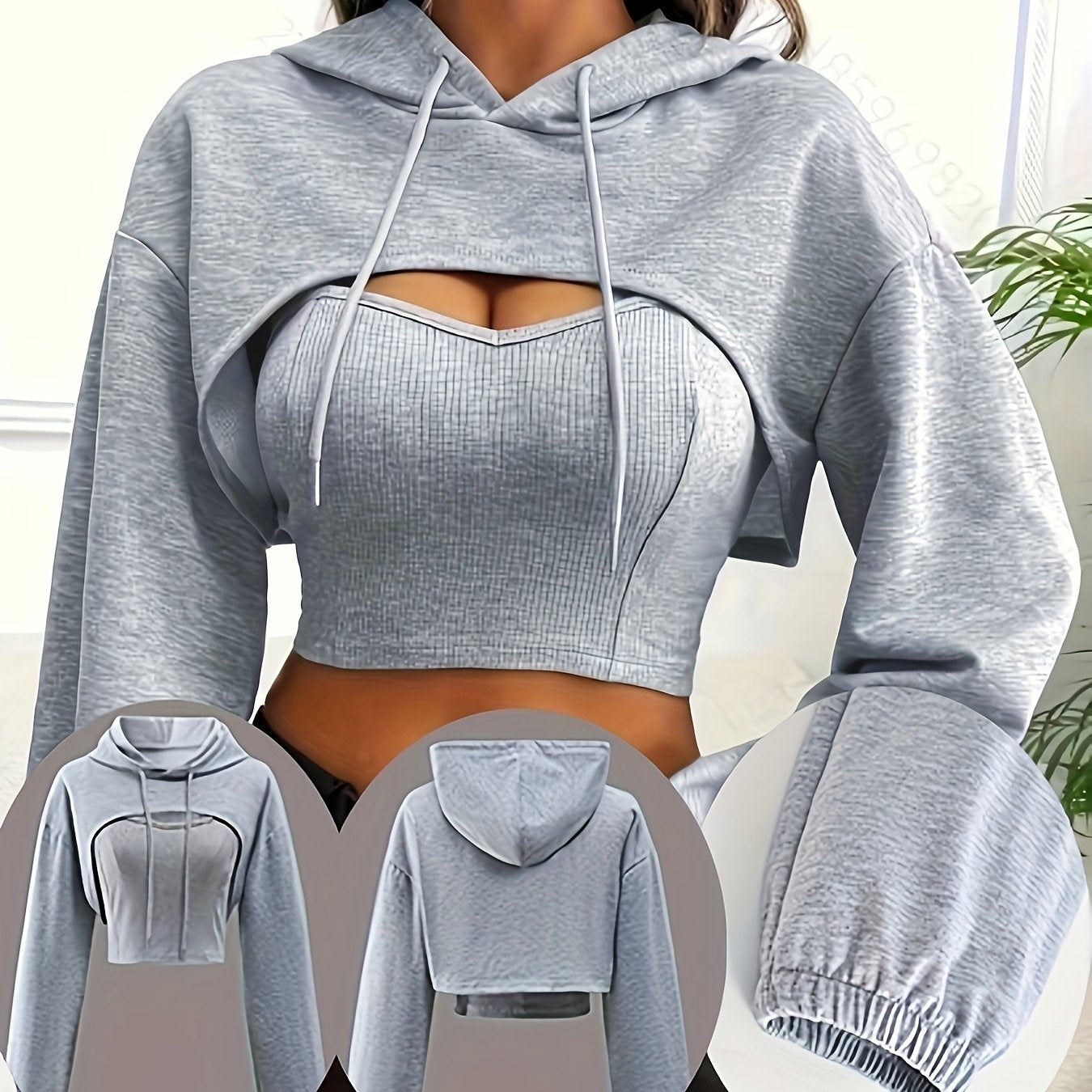 Y2K Solid Color American Style Hoodie + Vest Two-piece Set Sweet and Spicy Fashion Top for Women Spring, Summer and Autumn 2024 New Salt System Street Sports Casual