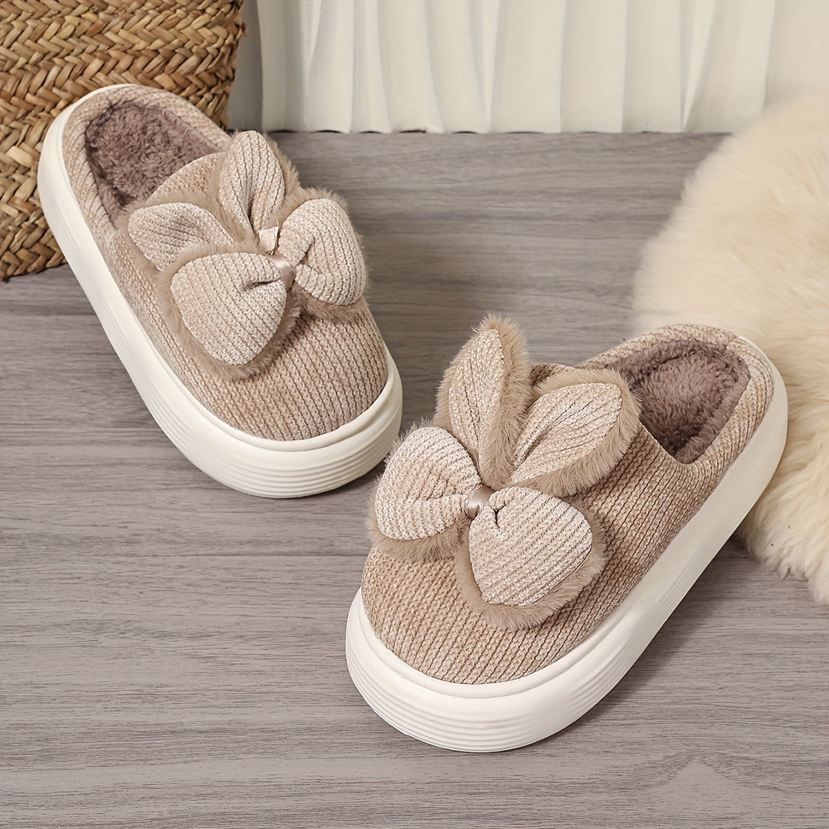 Cute Solid Color Slippers, Casual Slip on Plush Lined Shoes, Comfortable Indoor Home Slippers, Valentine'S Day Gifts