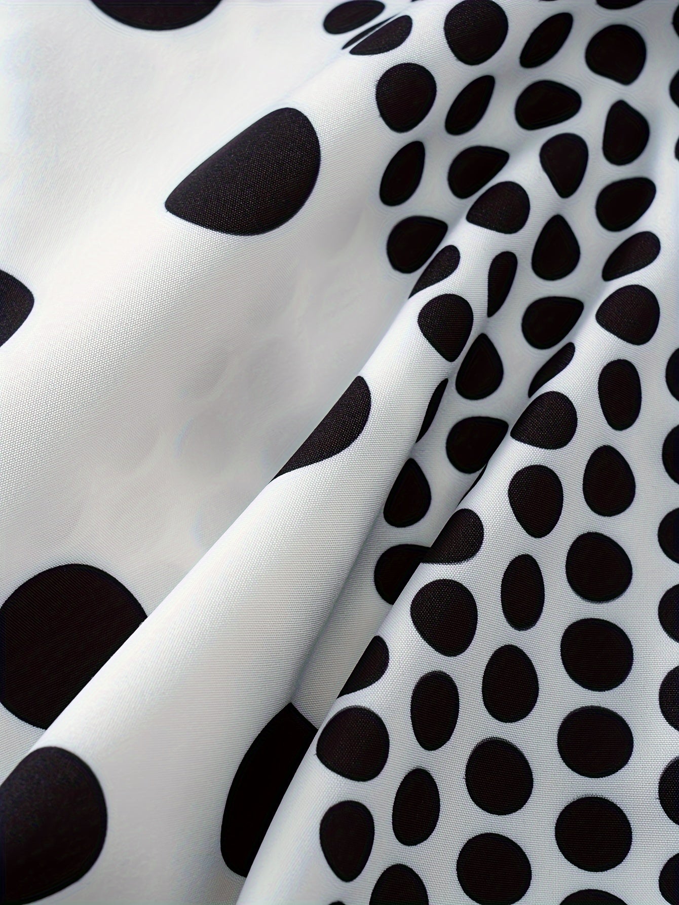 Vintage-Inspired Polka Dot Long Sleeve Shirt Dress - Button Detail, Non-Stretch Polyester, Machine Washable - Perfect for Spring/Fall