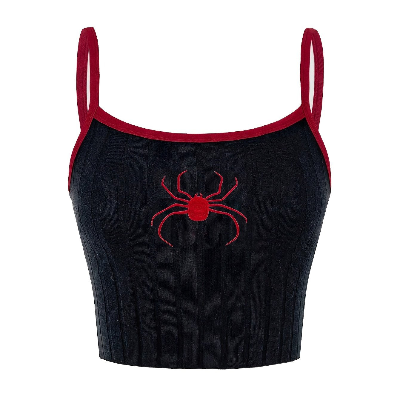 Girls' Butterfly Embroidered Ribbed Cami Top - Stretchy Cotton Blend, Machine Washable - Perfect for Spring/Summer