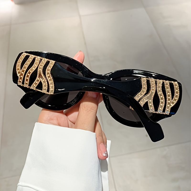 High-value Trendy Jinli Decorated Sunglasses Internet Celebrity Fashion Trend High-end Concave Shape Photo Sunscreen Sunglasses Ins