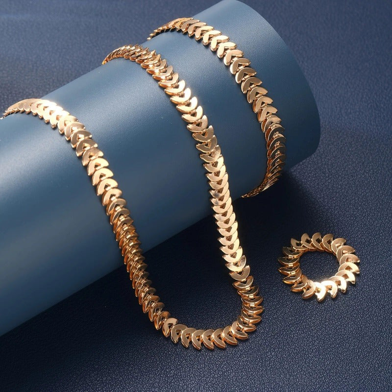 3pcs Hip Hop Jewelry Set for Women - Alloy Necklace, Bracelet & Ring Combo, Trendy Streetwear Accessories, Spring Summer Casual Wear, Mother's Day/ Party/ Holiday Gifts