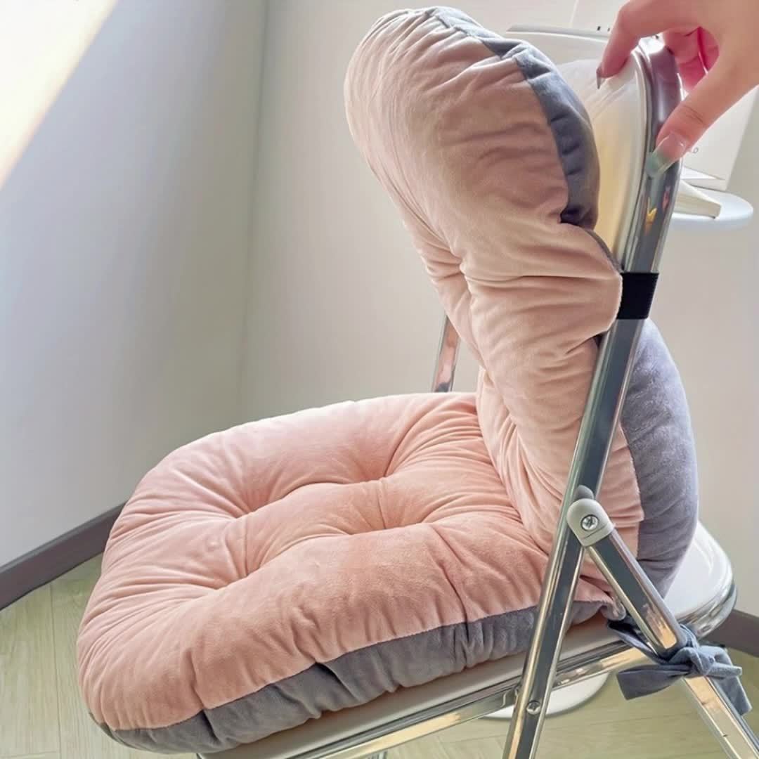 1pc Cozy Plush Office Chair Cushion with Integrated Seat and Backrest - Thick, Machine Washable Polyester, Universal Fit for Office Chairs, Cars, and Home Decor