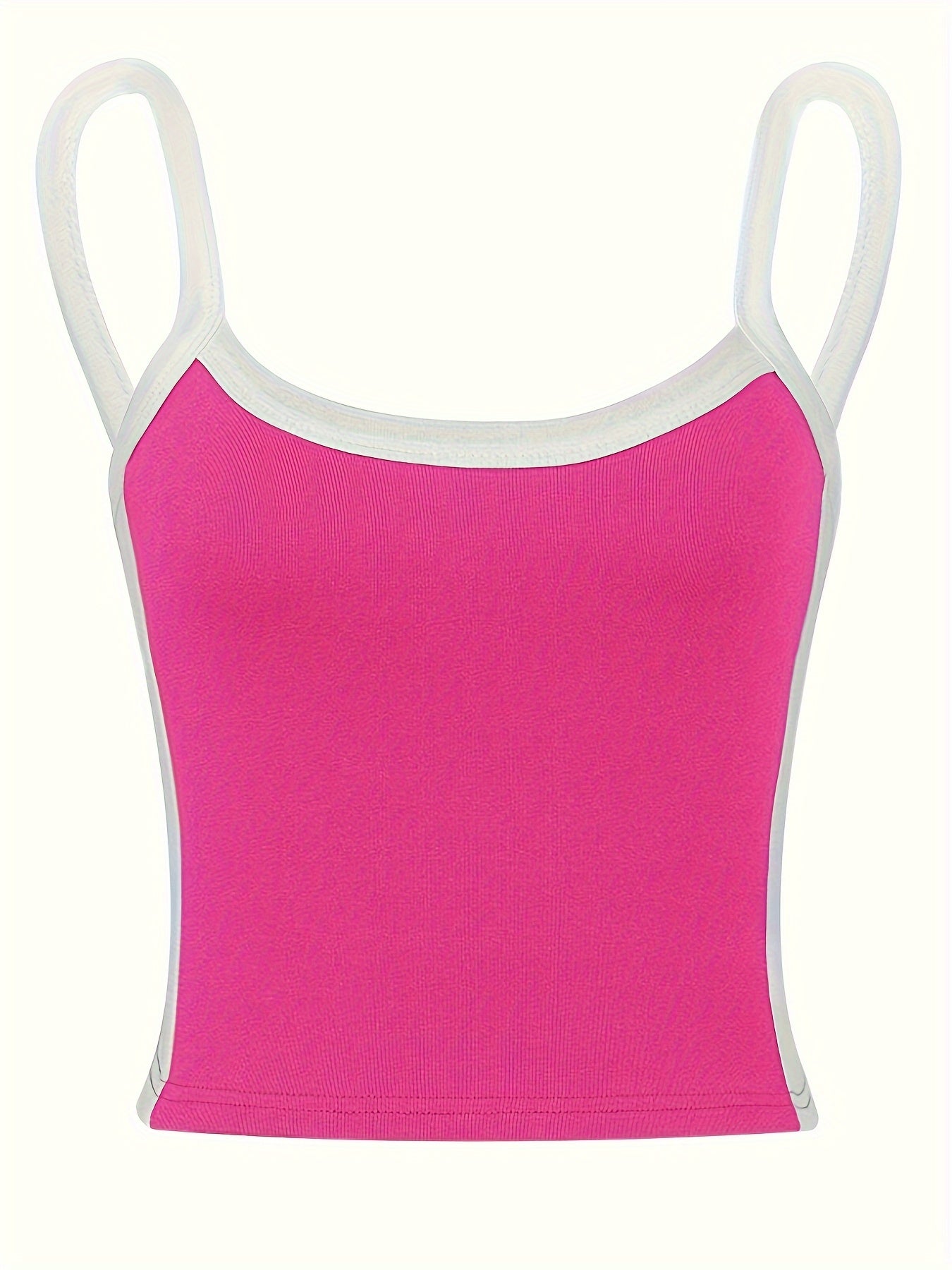 1pc Women'S Summer Solid Color Round Neck Tank Top, Polyester Knit Camisole with Shoulder Straps, Young Style Sleeveless Shirt