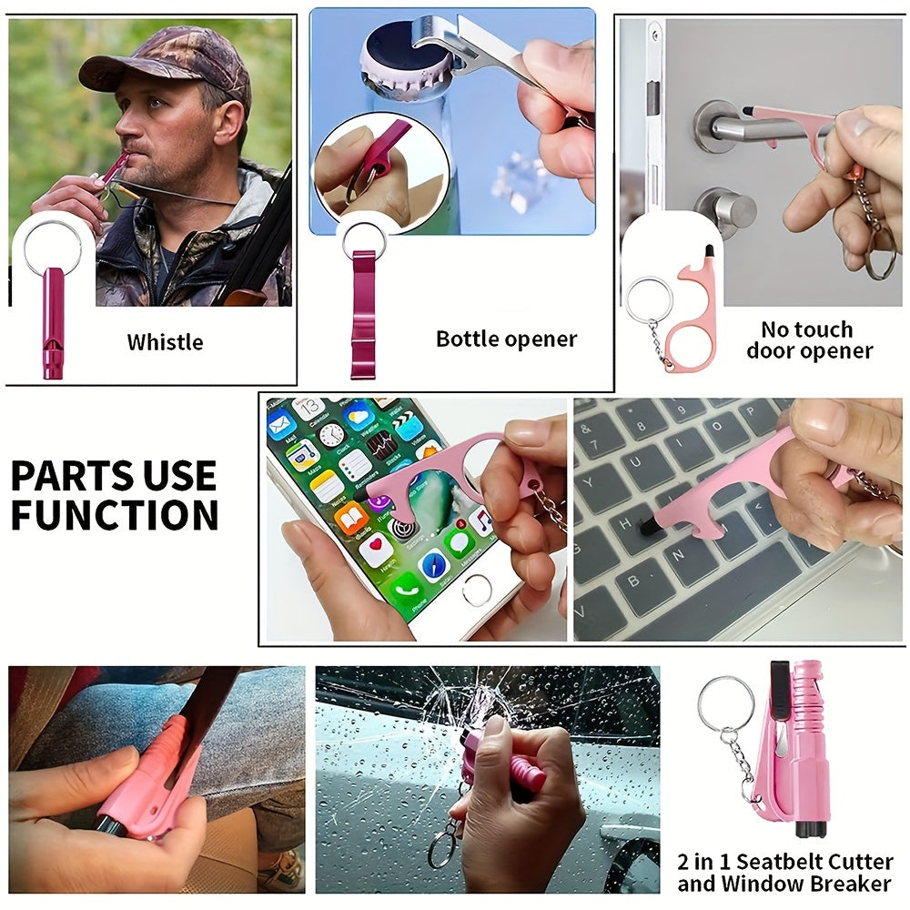 17pcs Women'S Safety Keychain Set with Personal Alarm, Friendship Love Theme, Oblong Shape, Snap Hook Closure, Floating Feature, Button Battery Included, Ideal Holiday Gift