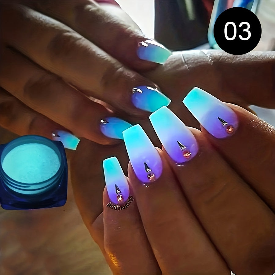 1 Box Neon Phosphor Powder Nail Glitter Powder 10 Colors Dust Luminous Pigment Fluorescent Powder Nail Glitters Glow in the Dark