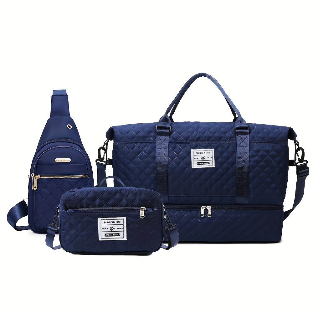 Large Capacity Multifunctional Travel Bag Set - Daily Travel Vacation Business Trip Clothes Toiletries Storage Bag, New Simple Fitness Bag