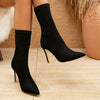 Women's Solid Color Stylish Boots, Pull On Slim Stiletto Mid-calf Boots, Point Toe Versatile Boots