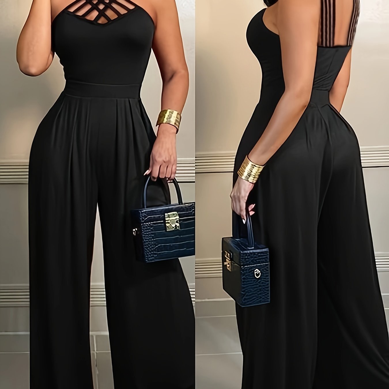 Women's Elegant High-Waisted Dress Pants – Tailored Fit, Solid Color, Soft Polyester Fabric, All-Season Trousers for Office & Formal Wear