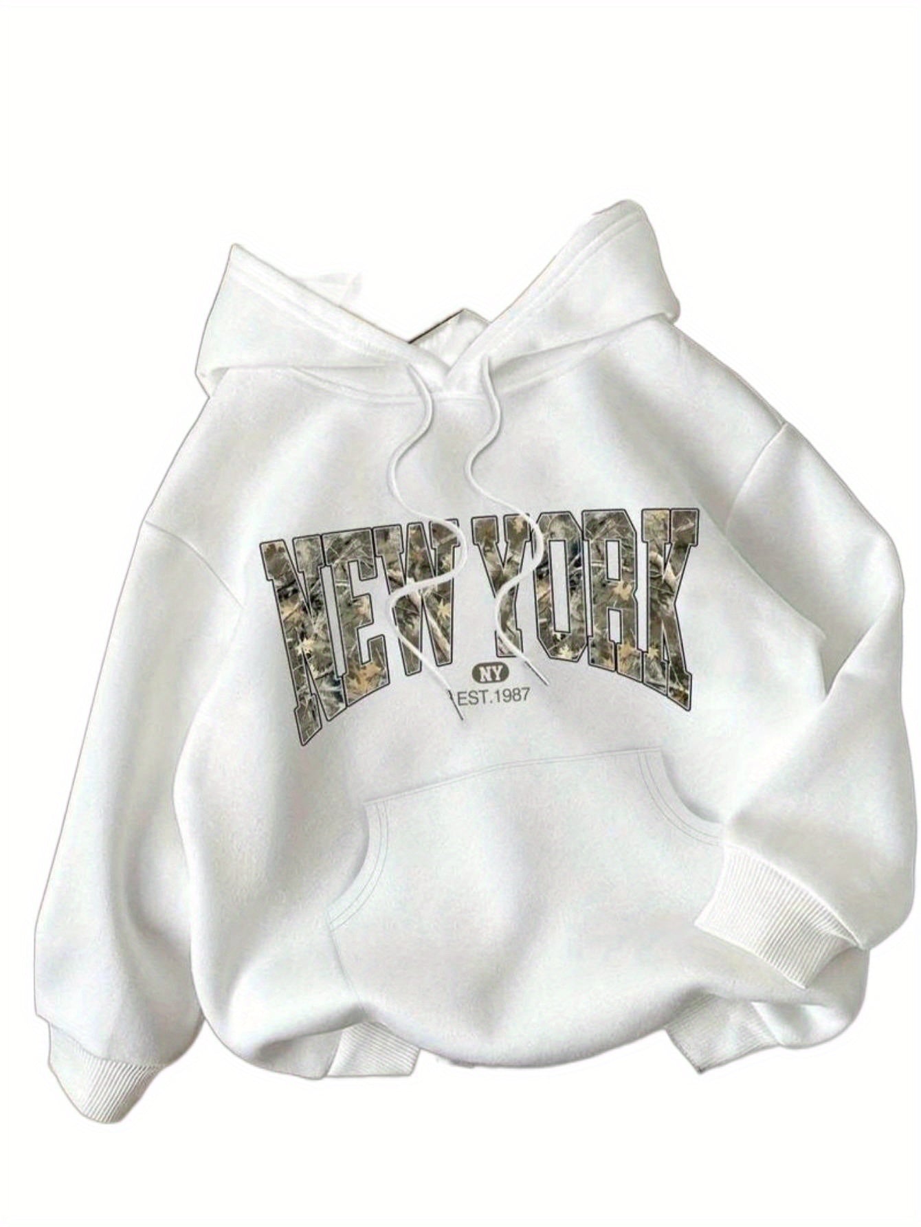 1pc Women'S Letter Print Drop Shoulder Hoodie, Fashion Casual Drawstring Kangaroo Pocket Hooded Sweatshirt for Daily Holiday Outdoor Wear, Women Clothing for Winter