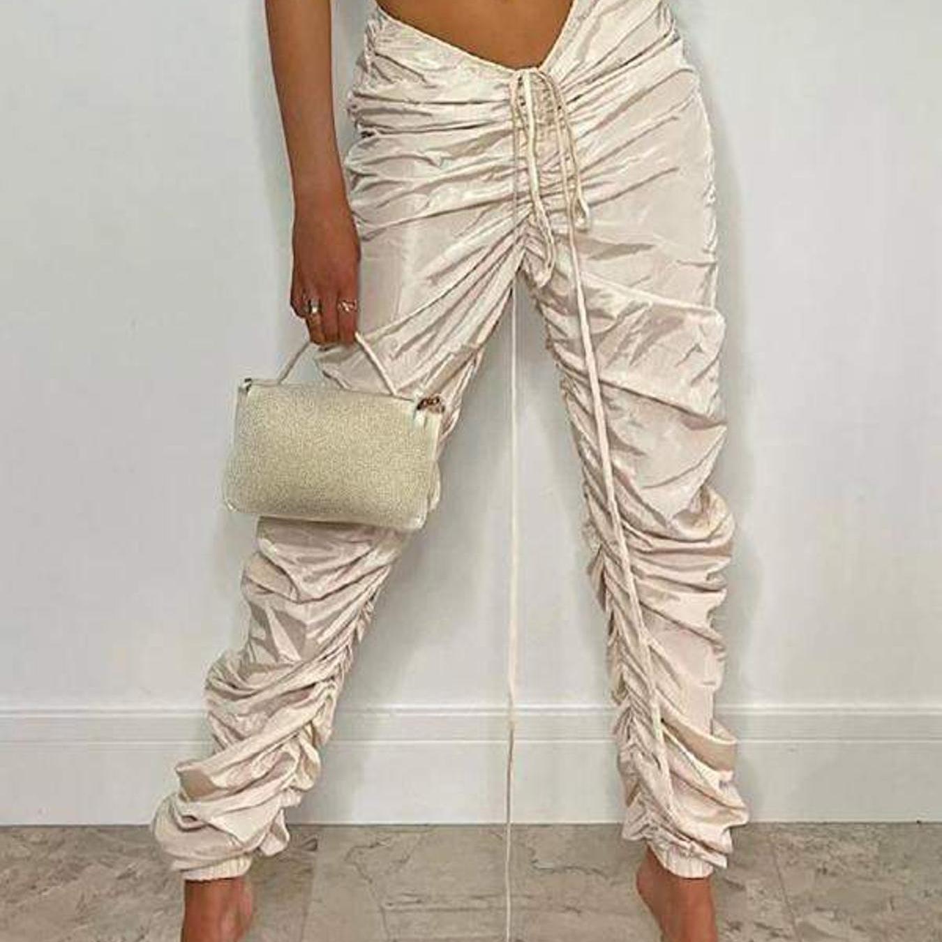 Ruched Pants for Women, Casual Trendy Trousers