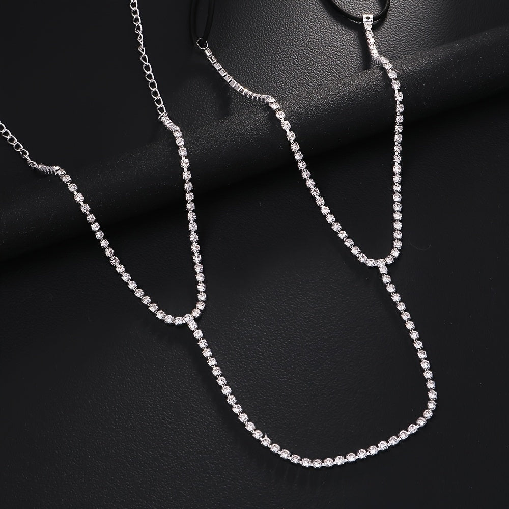 Sparkling Rhinestone Adjustable Thigh Chains, Sexy Elastic Body Chain Leg Rings, Simple Alloy Body Jewelry for Nightclub Party, Valentine'S Day Gift, All-Season Wear