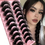 10 Pairs New False Eyelashes Cat Eye Fluffy False Mink Eyelashes 8D Wispy Eyelashes Dramatic Long Thick Curled False Eyelashes Natural Looking Soft Fluffy 3D False Eyelashes Russian Curled Eyelashes