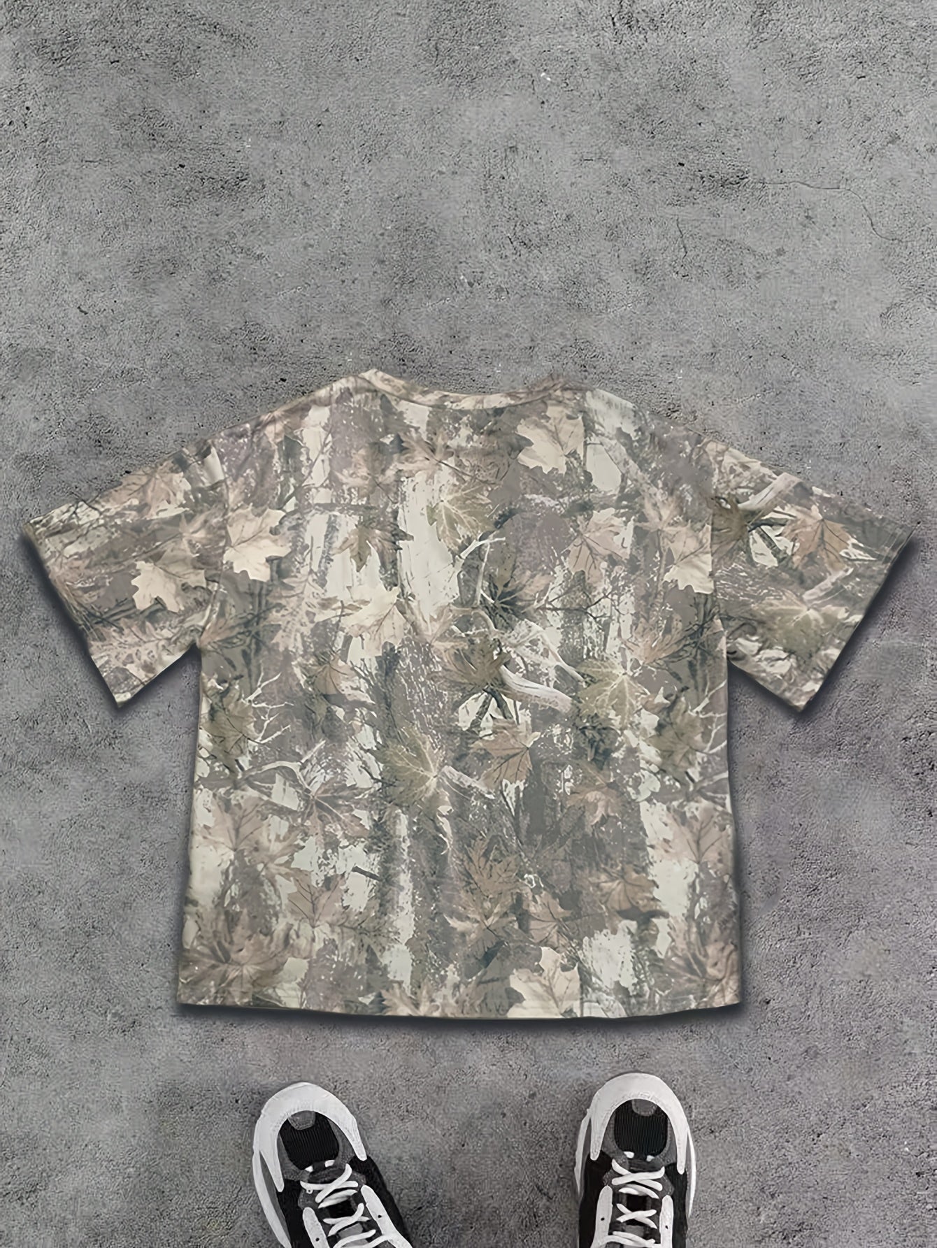 Women'S Casual Loose Fit Camo Print T-Shirt - Short Sleeve, Round Neck, Stretchy Polyester Blend, Purple Camouflage with Rugged White Detail, Perfect for Spring/Summer/Fall