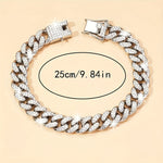 Iced-Out Hip Hop Cuban Link Chain Anklet, Sparkling Rhinestone, Perfect for Beach & Casual Attire, Ideal Mother's Day Gift