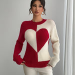 Women'S Knit Heart Top, Valentine'S Day Heart Pullover