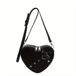 Valentine's Day Romantic Theme Ladies Fashion Heart-shaped Diagonal Shoulder Bag PU Zipper Solid Color Locomotive Bag Single Shoulder Irregular Bag