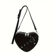 Valentine's Day Romantic Theme Ladies Fashion Heart-shaped Diagonal Shoulder Bag PU Zipper Solid Color Locomotive Bag Single Shoulder Irregular Bag
