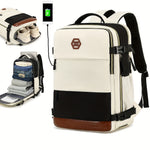 Airlines Approved Women'S Travel Backpack with Shoe Compartment, Casual Laptop Bag, Adjustable Strap, Zipper Closure, Polyester Lining, Solid Color, USB Powered - Multi-Color Options
