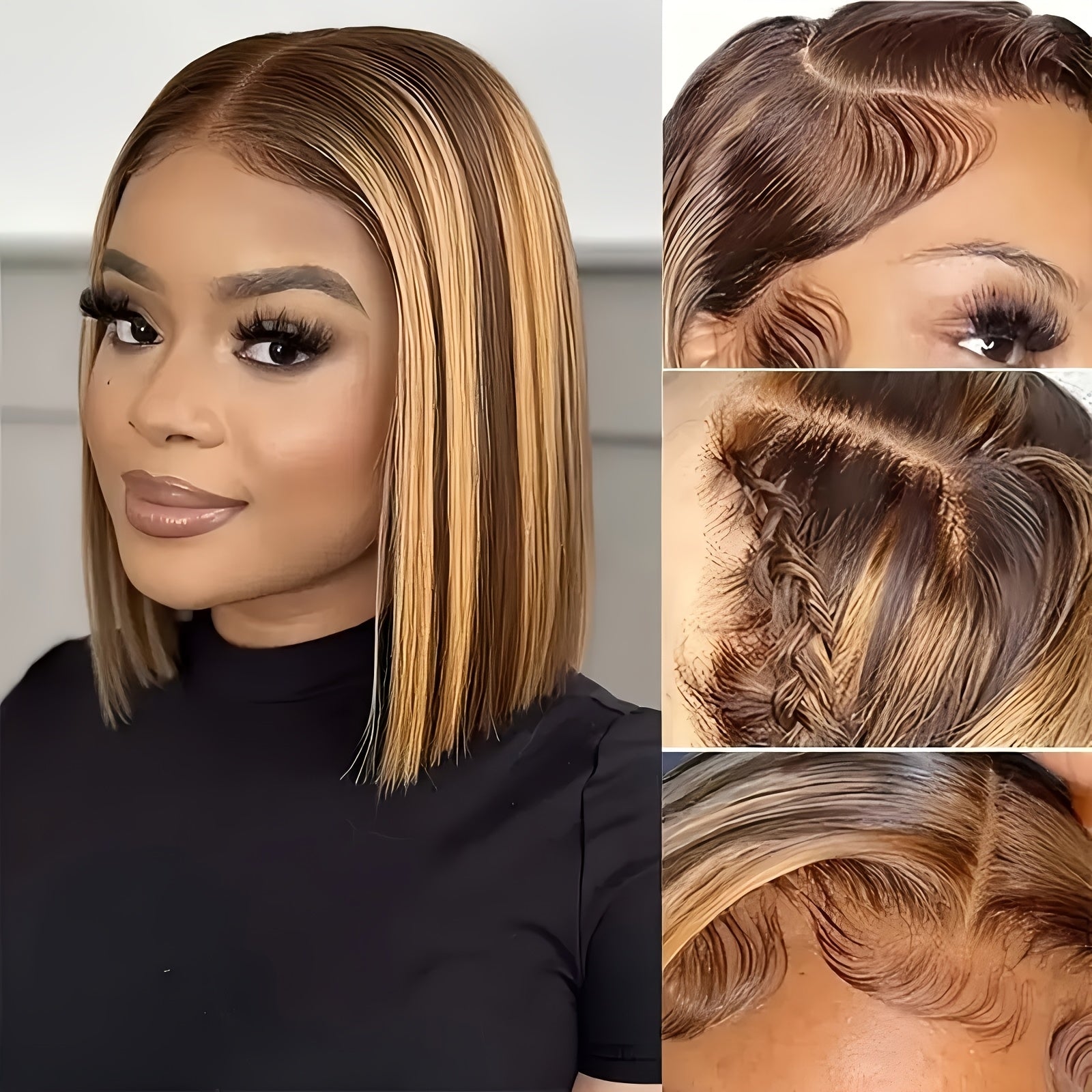 TIMOPOL Bob Wig Human Hair Glue-Free 13x4 Lace Front Wig Human Hair 10-16 "pre-drawn High Definition Clear Lace 150% Density Short Bob Wig for Women