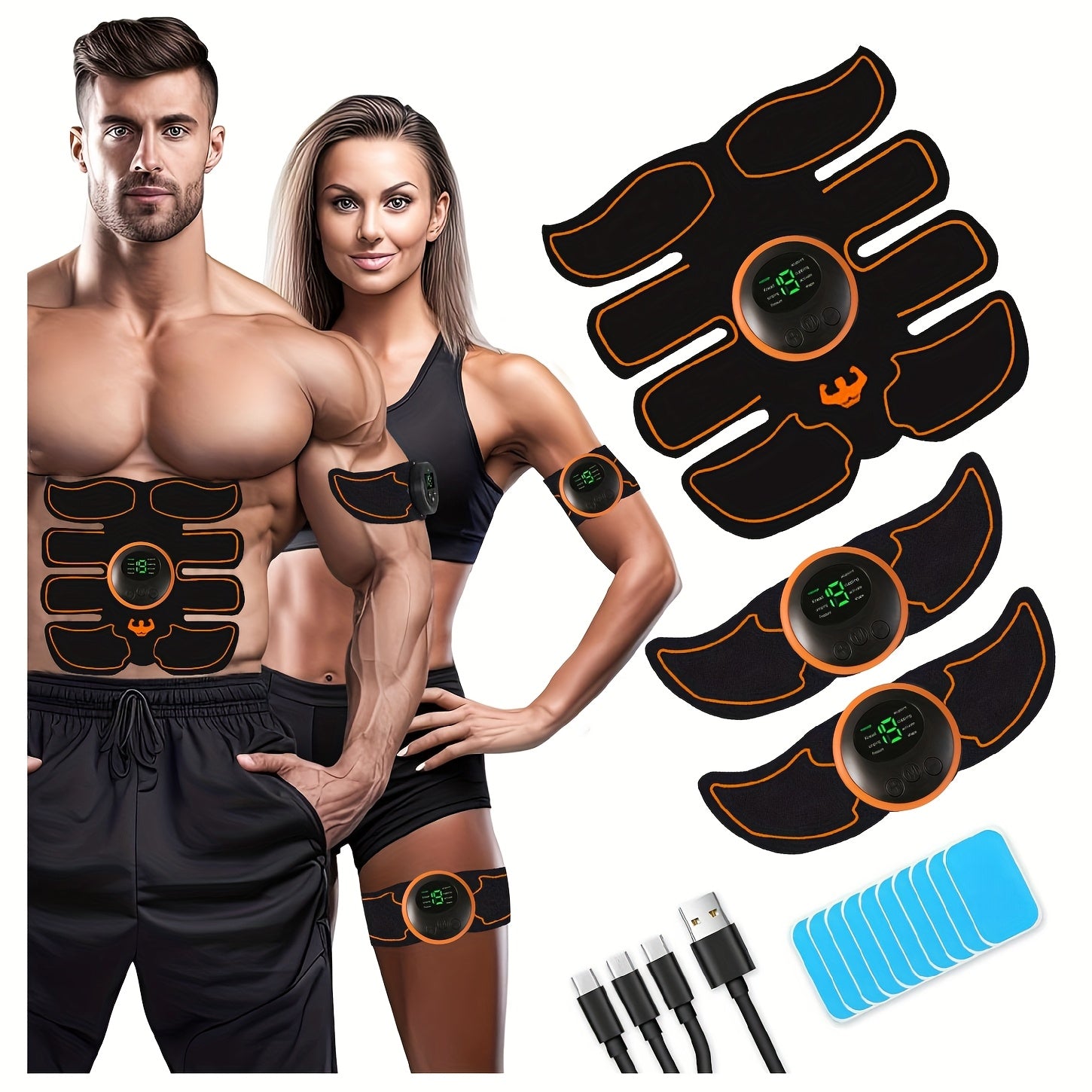 EMS Muscle Stimulator, Trainer Patches, Fitness Exerciser For Arms/Legs Fitness Training, 8 Modes And 19 Intensities