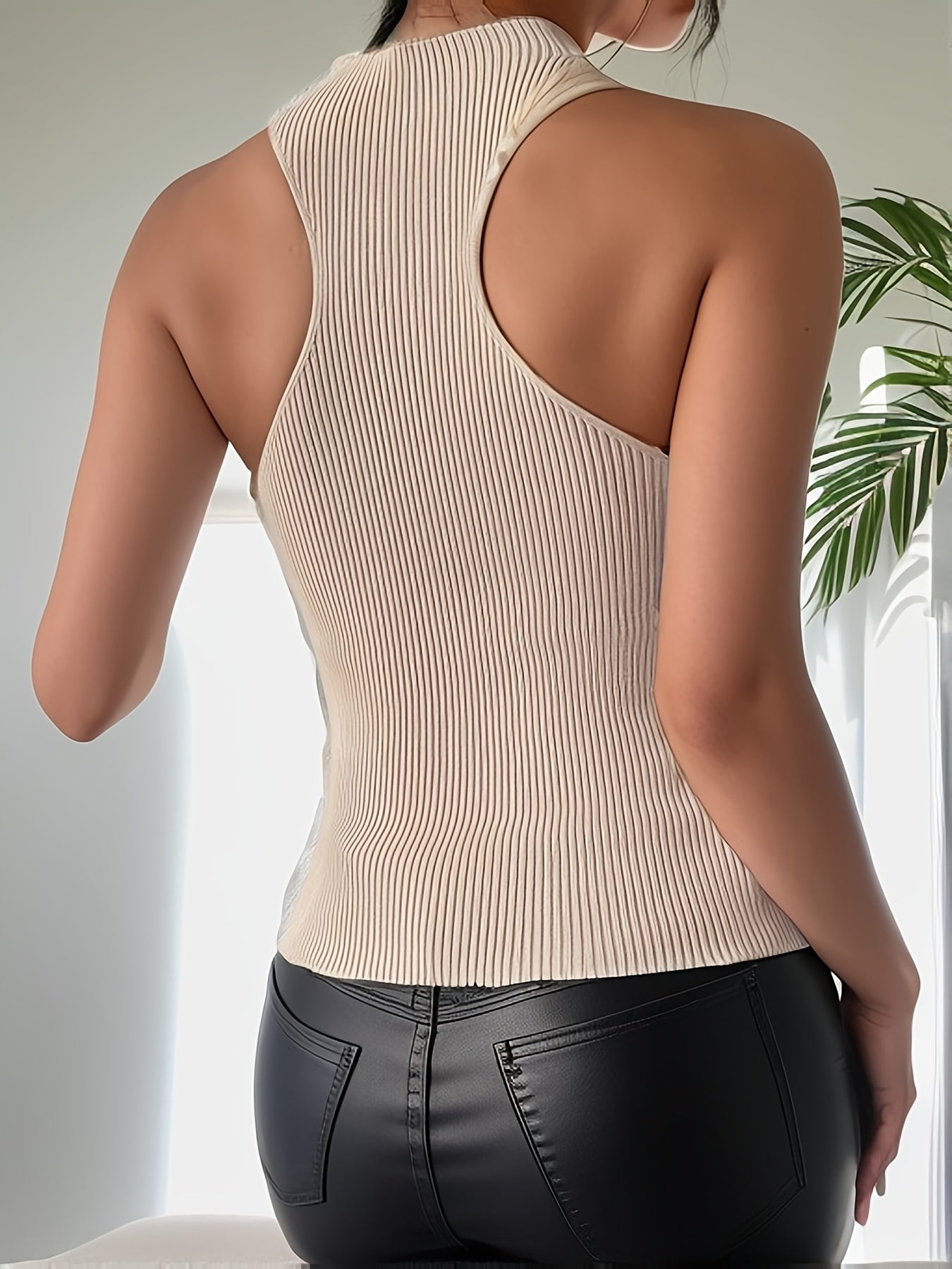 Elegant Directional Women'S Off-Shoulder Halter Knit Sweater Top