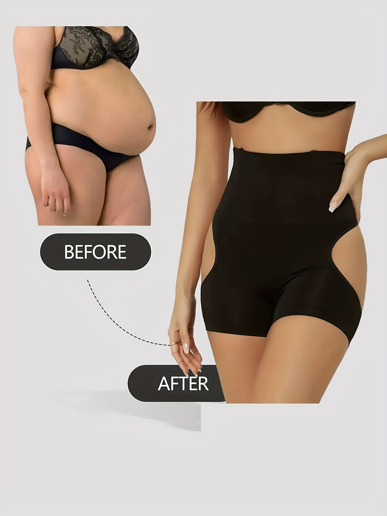 1pc Women's High-Waist Shaping Shorts - Tummy Control & Butt Lifter, Seamless Knit Fabric, Medium Support, Asymmetrical Design, 85% Polyamide 15% Elastane, Machine Washable, Everyday Comfort Wear|Asymmetrical Panties|Snug Fit