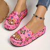 Women'S Fashionable Summer Platform Sandals with Butterfly Print - Slip-On, Open Toe, Rubber Sole, Synthetic Insole, All-Season Comfort, Casual Footwear | Vibrant Sandals | Comfortable Footwear