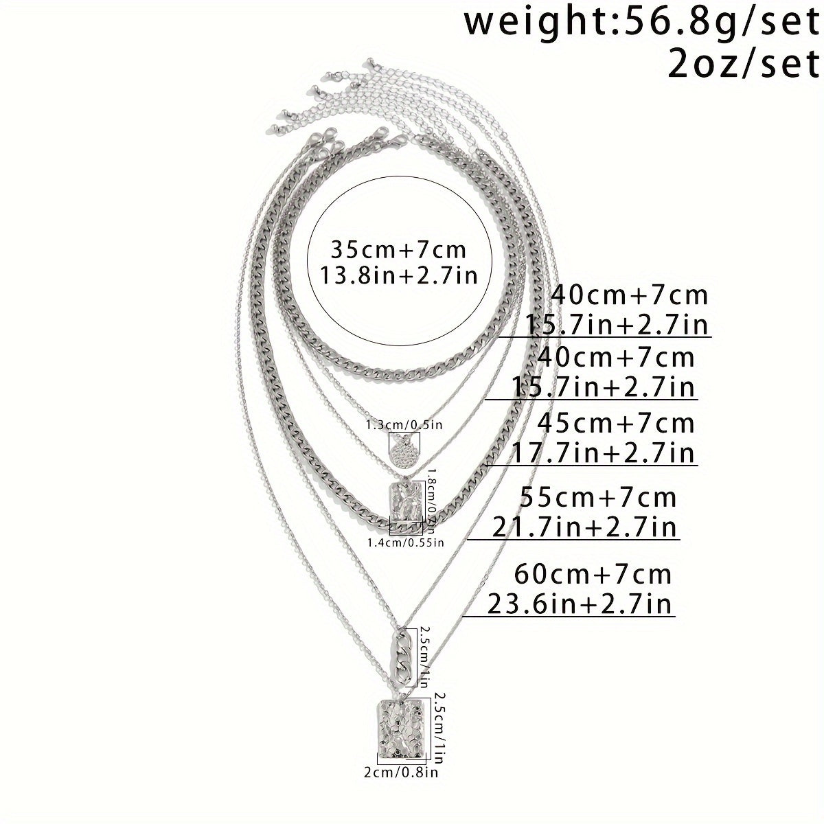 Stylish Minimalist 6pcs Snake Pattern Pendant Cuban Chain Necklace Set for Women, Suitable for Casual Attire, Mother's Day Gift