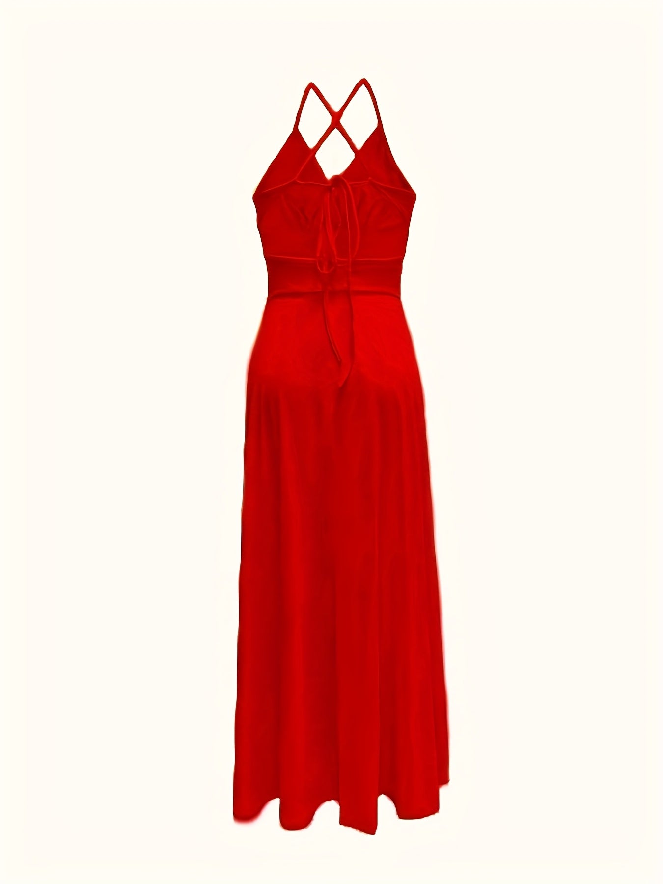 [Sensual Maxi Dress] Bright Yellow Polyester Women's Sexy Lace-Up Backless V-Neck Sleeveless Maxi Dress | with High-Low Hemline, Spring/Summer Elegant Party & Banquet Wear