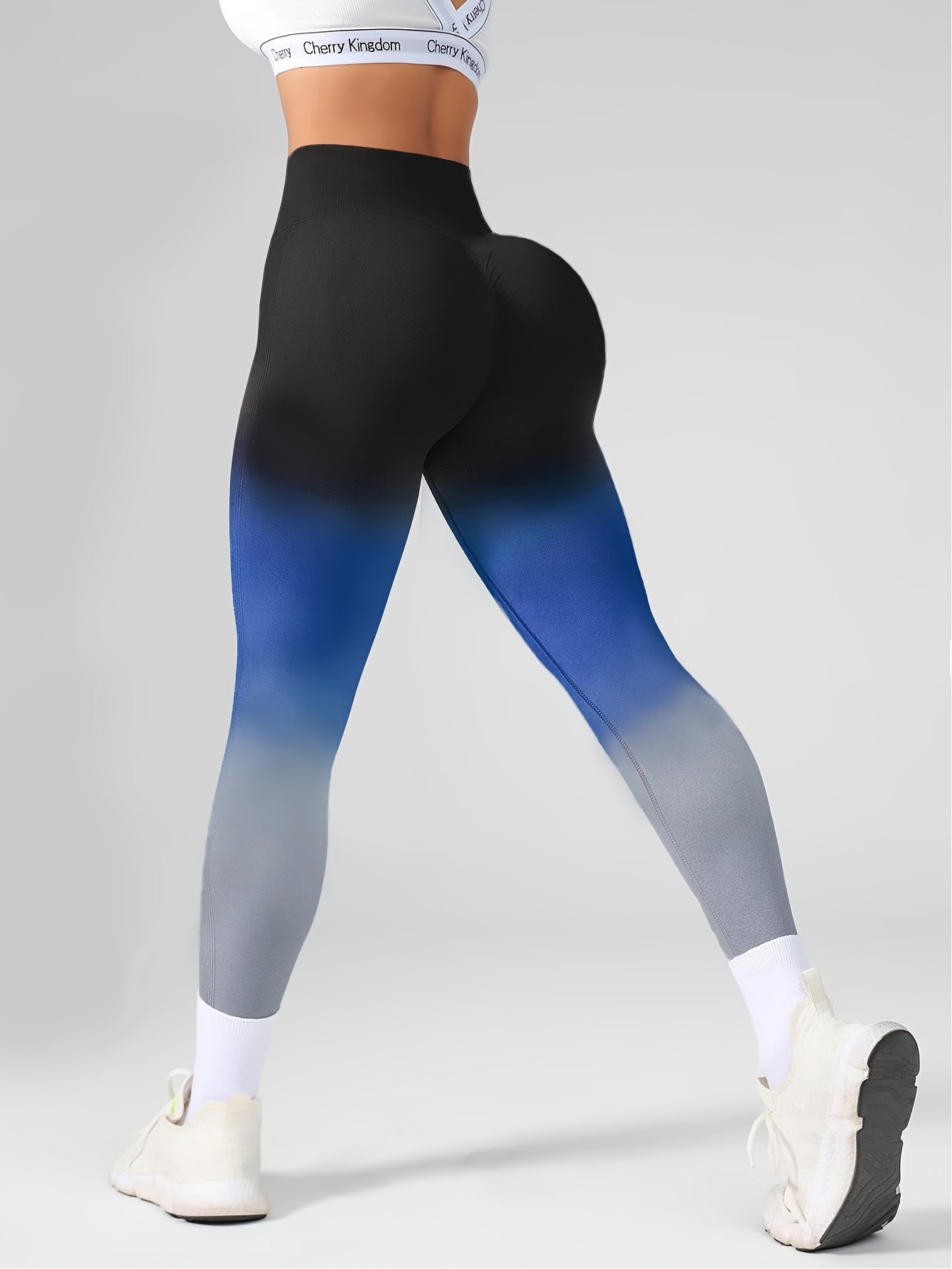 [High-Waisted] Women's High-Waisted Ombre Sports Leggings | Stretchy Nylon Blend | Machine Washable | Comfortable for Yoga & Fitness Workouts