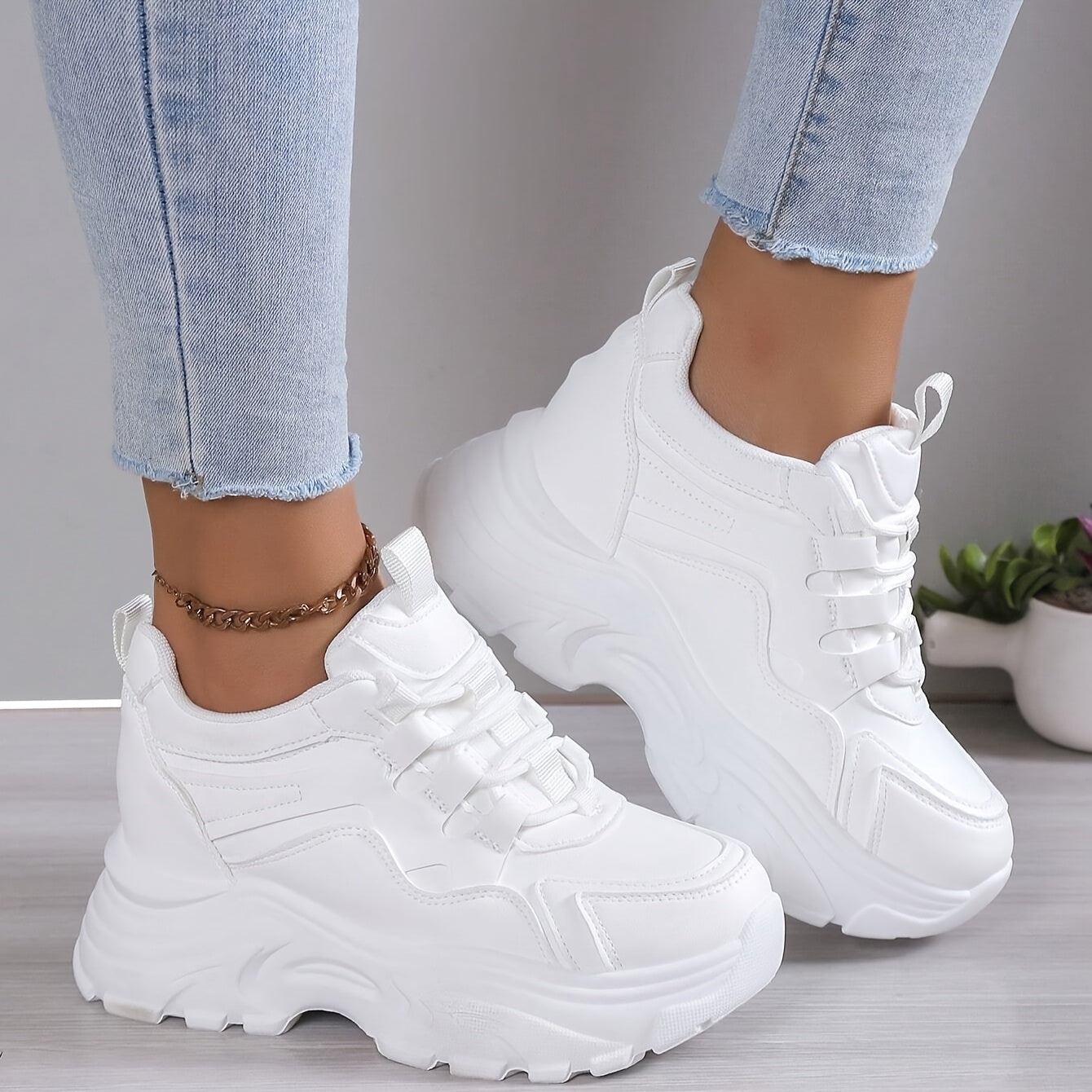 Elegant Urban Stride: All-Season High-Top Sneakers with Lace-Up Closure, Comfortable Walking Shoes for Casual & Sporty Attire, Casual Walking Shoes | Stylish High Top Sneakers | Durable Footwear