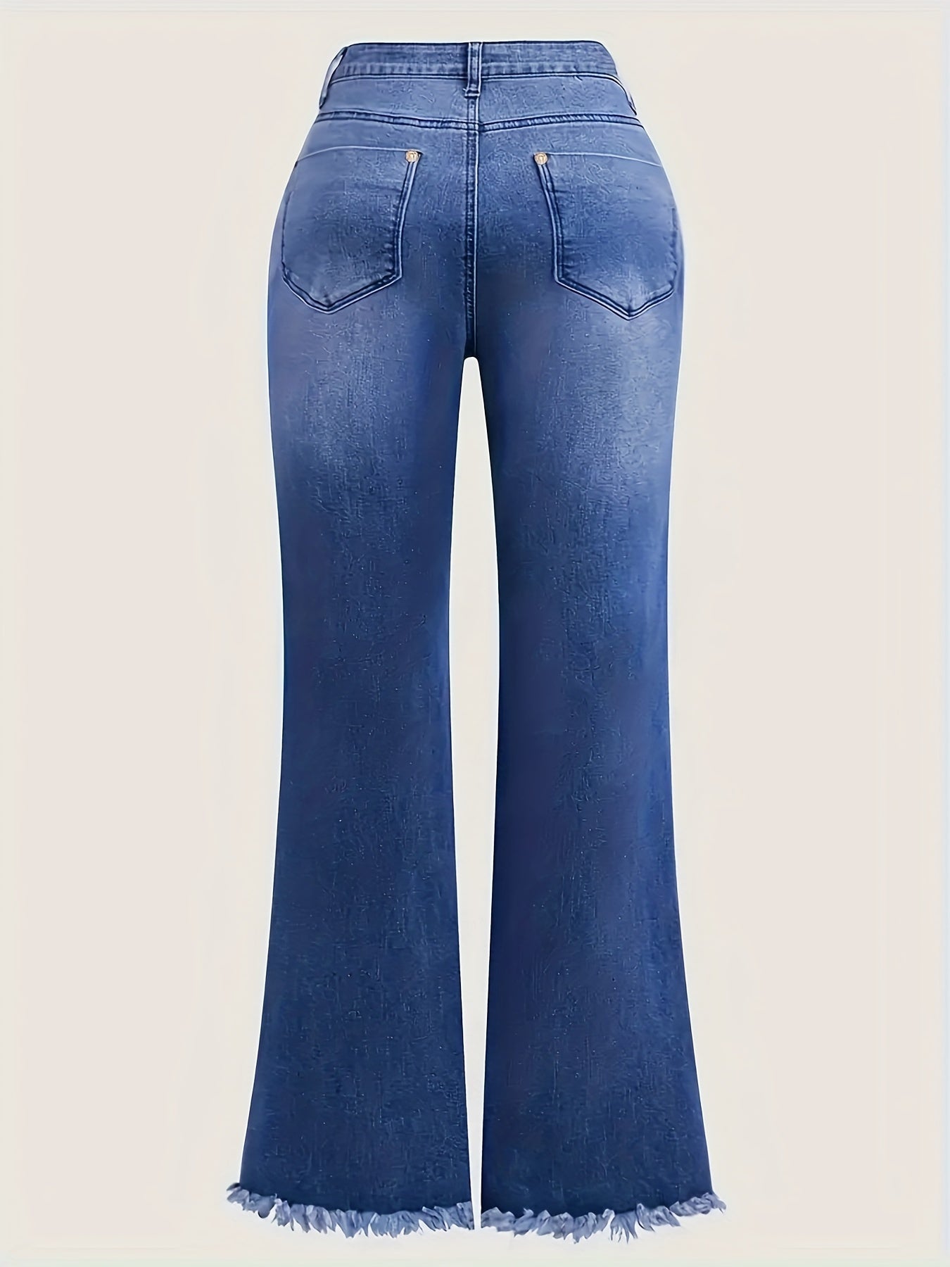 Vintage Floral Embroidered Denim Bell Bottom Jeans for Women - Medium Stretch Woven Fabric, All-Season Flare Pants