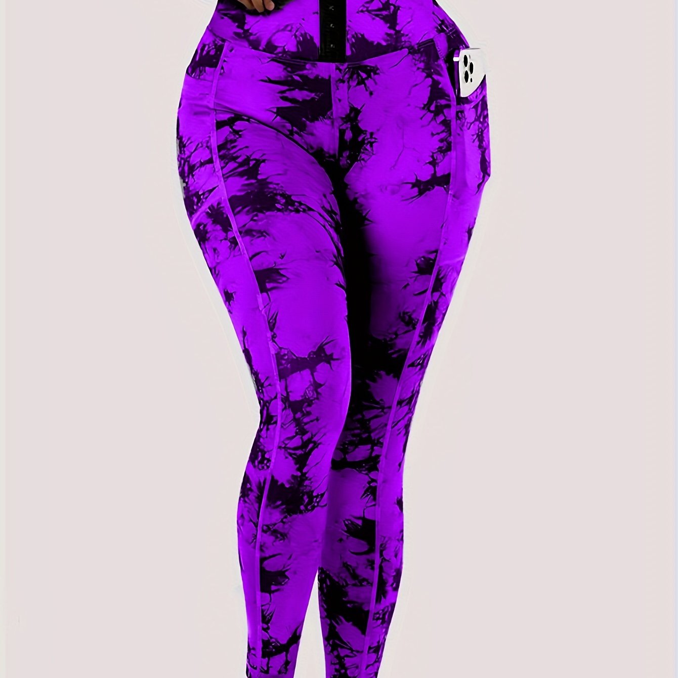 Tie Dye Tummy Control Fitness Gym Sports Leggings, High Waist Yoga Workout Running Butt Lifting Tight Pants, Women's Activewear Wide Waistband
