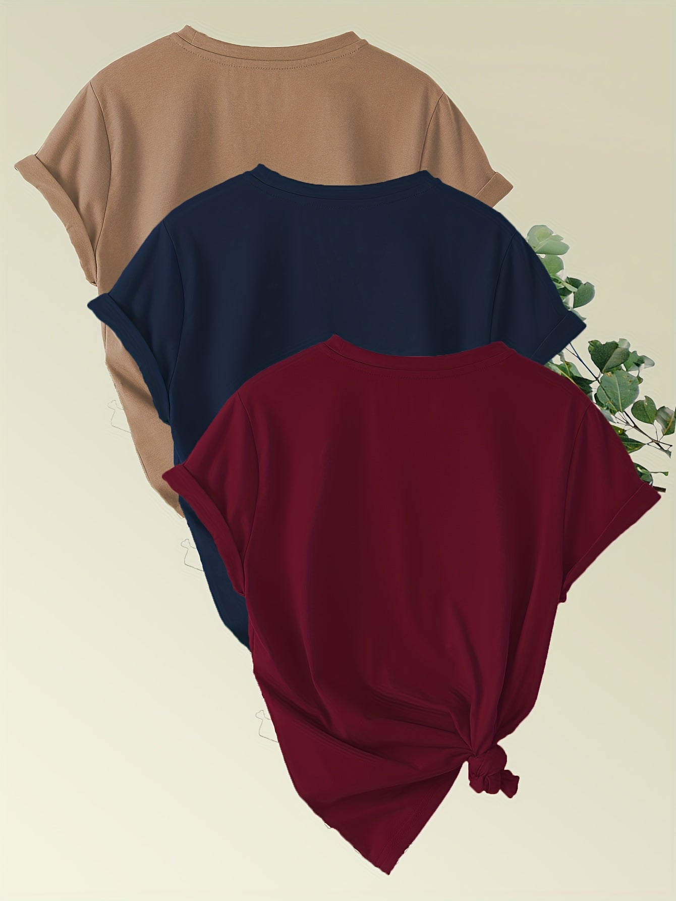3-Pack Women'S Heart Print Short Sleeve T-Shirts, Casual Crew Neck Polyester Tops, Spring/Summer Knit Fabric Pullovers, Regular Fit H-Style Tee Shirts with Slight Stretch - 180gsm