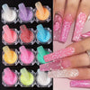 12 Bottles Colorful Rainbow Nail Art Glitter Powder Reflective Dip Powder Shining Sugar Effect Chrome Pigment Dust Holographic Manicure Nail Art Decorations