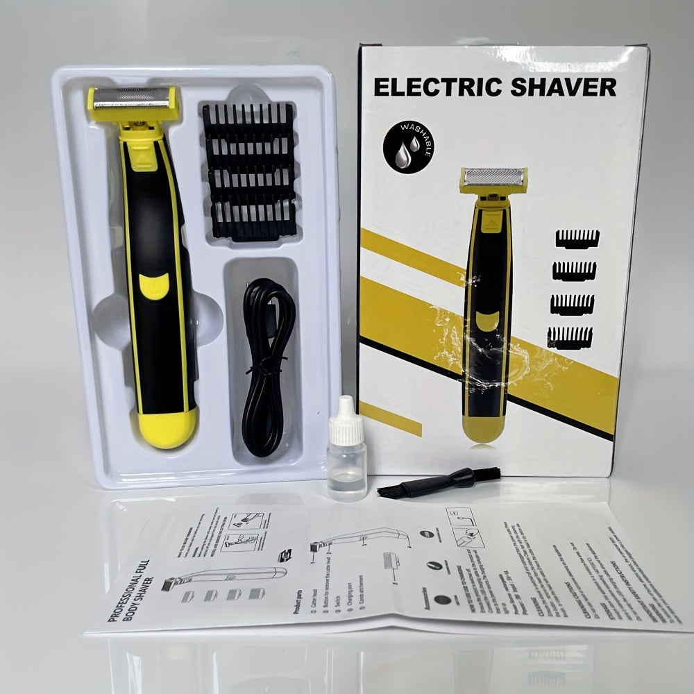 Men's beard electric shaver, USB charging, bikini body hair trimmer beauty set, floating blade, dry and wet dual-purpose, portable travel electric shaver, for dad, Father's Day gift for men