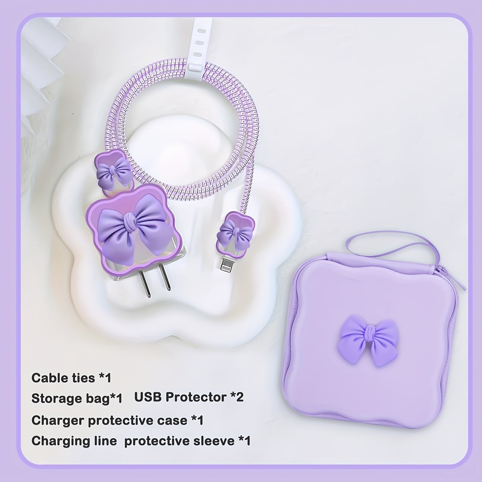 DIY Mobile Phone Charger Storage Box Protective Case for iPhone 18W/20W Charger, with Cable Protector Headphone Line Protector, Portable Travel Storage Bag, Cute Cable Charger Protector Wire Organizer