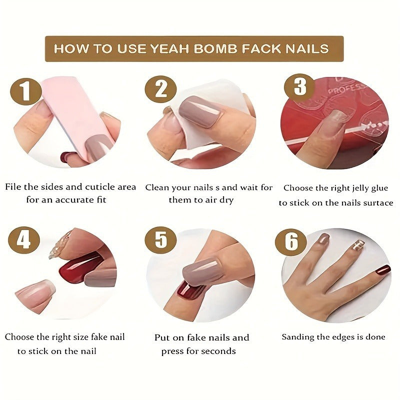 24pcs of sparkling gradient nail art pieces for wearing, European square press on fake nails, sweet and cool, white and elegant style. Detachable, suitable for holiday gatherings, friends' gatherings, daily wear, press on nai