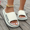 Letter Print EVA Pillow Slides – Lightweight Non-Slip Shower & Beach Slippers for Women, Soft Sole Indoor/Outdoor Comfort