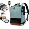 Airlines Approved Women'S Travel Backpack with Shoe Compartment, Casual Laptop Bag, Adjustable Strap, Zipper Closure, Polyester Lining, Solid Color, USB Powered - Multi-Color Options