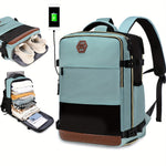 Airlines Approved Women'S Travel Backpack with Shoe Compartment, Casual Laptop Bag, Adjustable Strap, Zipper Closure, Polyester Lining, Solid Color, USB Powered - Multi-Color Options