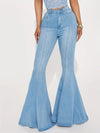 Women's High-Stretch Flare Jeans - Trendy Fashion Denim Bell Bottoms, Comfortable Fit, Versatile Style, Blend, Machine Washable - Perfect for Spring/Summer/Fall