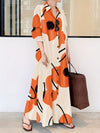 Elegant Floral Print Button-Up Long Dress - Casual Long Sleeve, Loose Fit with Lapel Collar for Women, Elegant Style, Four Seasons