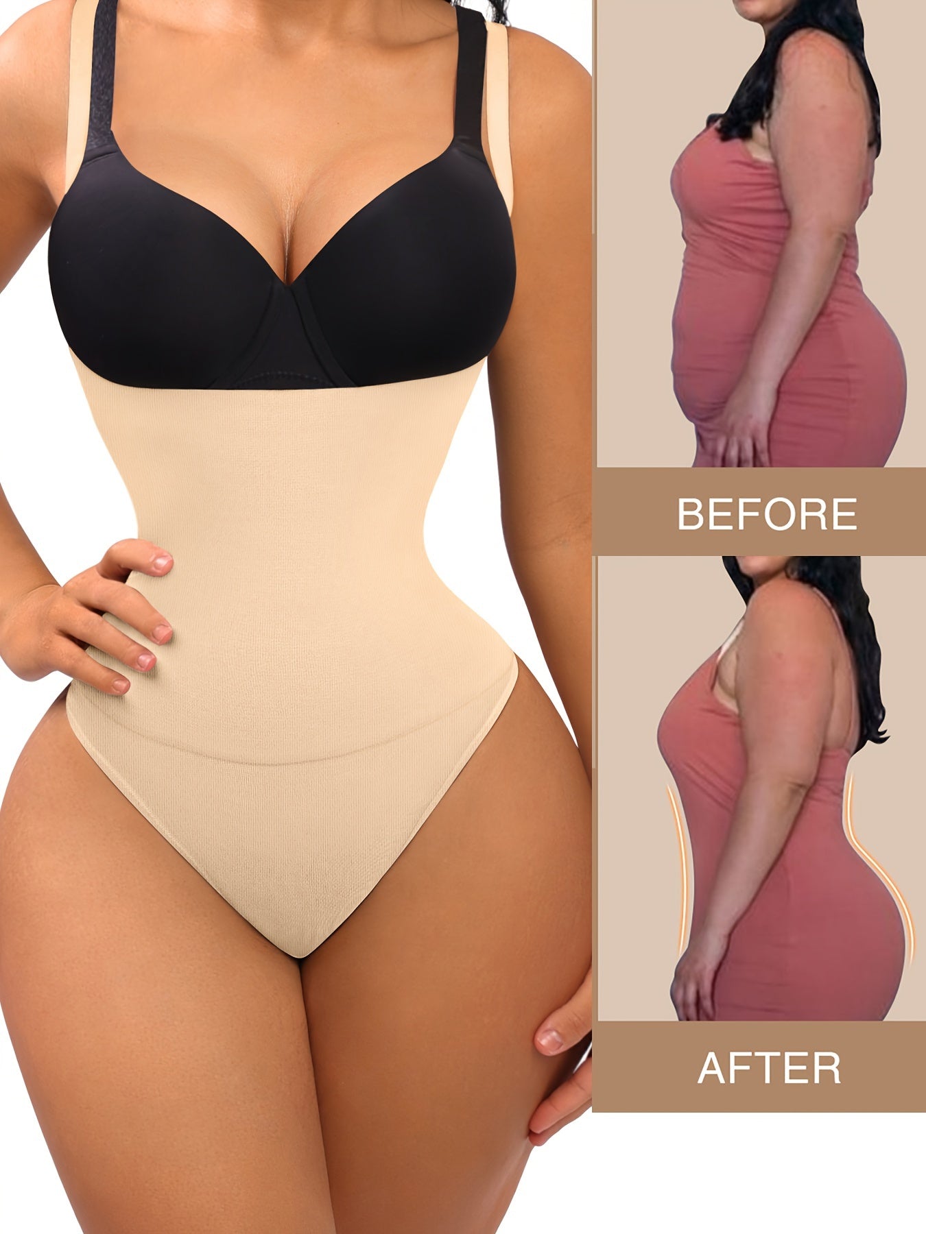 Women's Adjustable Strap Seamless Shaping Panty - Tummy Control, Slimming Body Shaper, Black Nylon-Spandex Blend, Elegant Design, Hand Wash Only, Tummy Control Shapewear