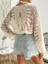 Women's Sexy Knitted Cover-up, Beachwear Semi Sheer Mesh Cropped Cover Up Top, Vacation Style Swimwear