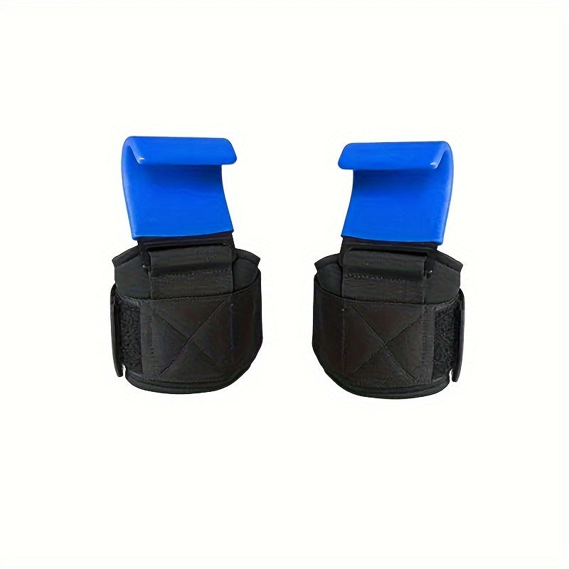 2pcs Adjustable Fitness Wrist Hooks for Squats, Weightlifting & Pull-Ups - Stainless Steel, Non-Slip Grip Support in Black, Red/Blue - Ideal for Strength Training & Sports, Gym Equipment|Sports Wrist Hooks|Durable Workout Gea