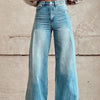 Wide-legged Pants Thermal Transfer Bell-bottom Pants Simulation Denim Trousers