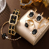 Elegant 6-Piece Watch Set for Women - Quartz Movement, Square Case, Zinc Alloy Band, Timer Function - Ideal Gift for Valentine's Day, Easter, Halloween, Ramadan, Birthdays, Christmas, Eid Al-Adha